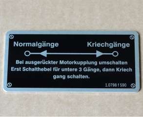 Schild Anweisung Kriechgang Lanz Volldiesel Halbdiesel